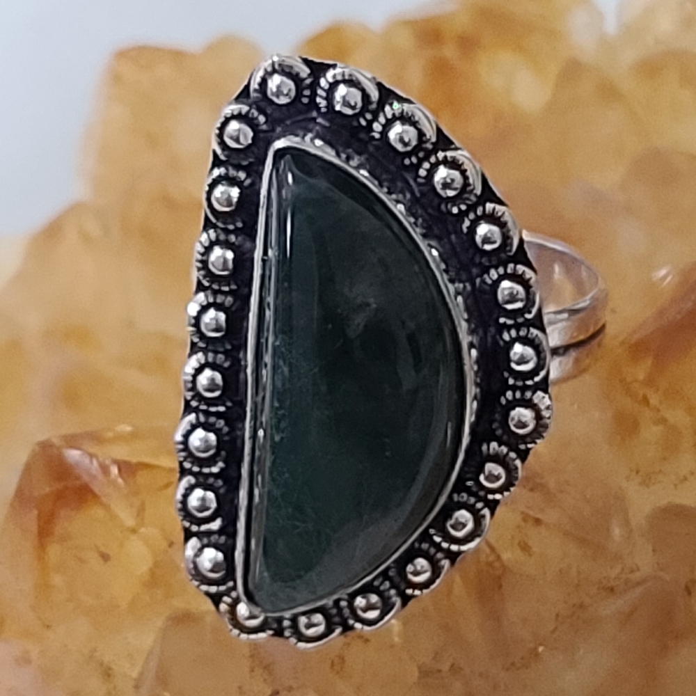 🌻Bogo 50% Vintage Green Jasper Silver Ring